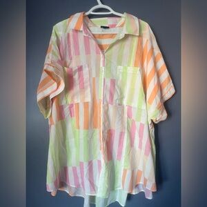 Torrid Pastel Checkered and Striped Shirt